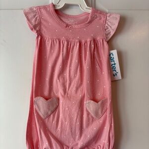 Carters Baby Girl Romper One Piece Pink Polka Dot Size 9M NEW WITH TAGS